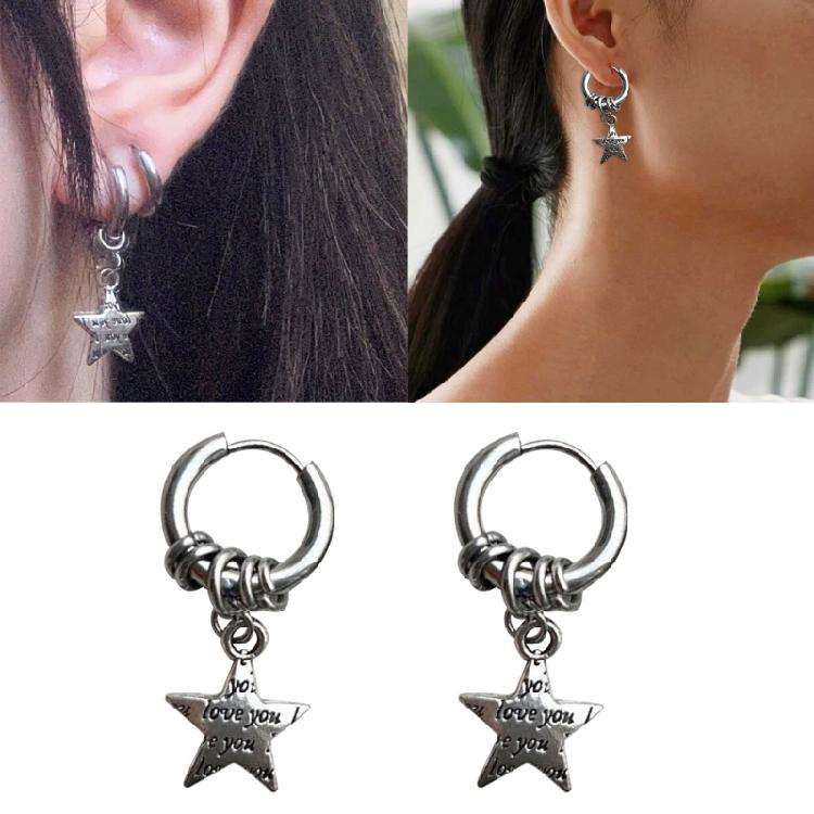 Creative Punk Star Earings Unisex Ear Jewelry Drop Earrings Star Hoop Earrings