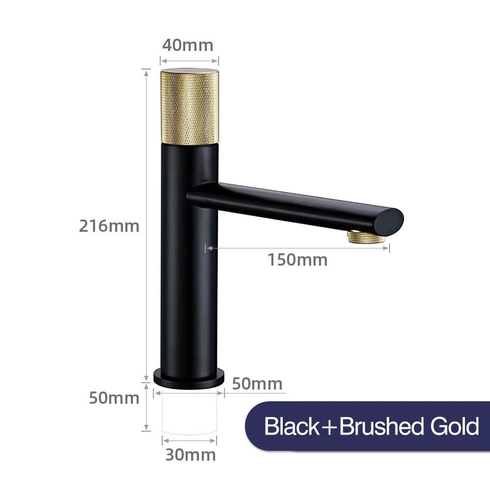 Knurled Faucet Matte Gold Basin Faucet Bathroom Tap Single Handle Hot and Cold Sink Faucet Knurled Mixer Brass Material