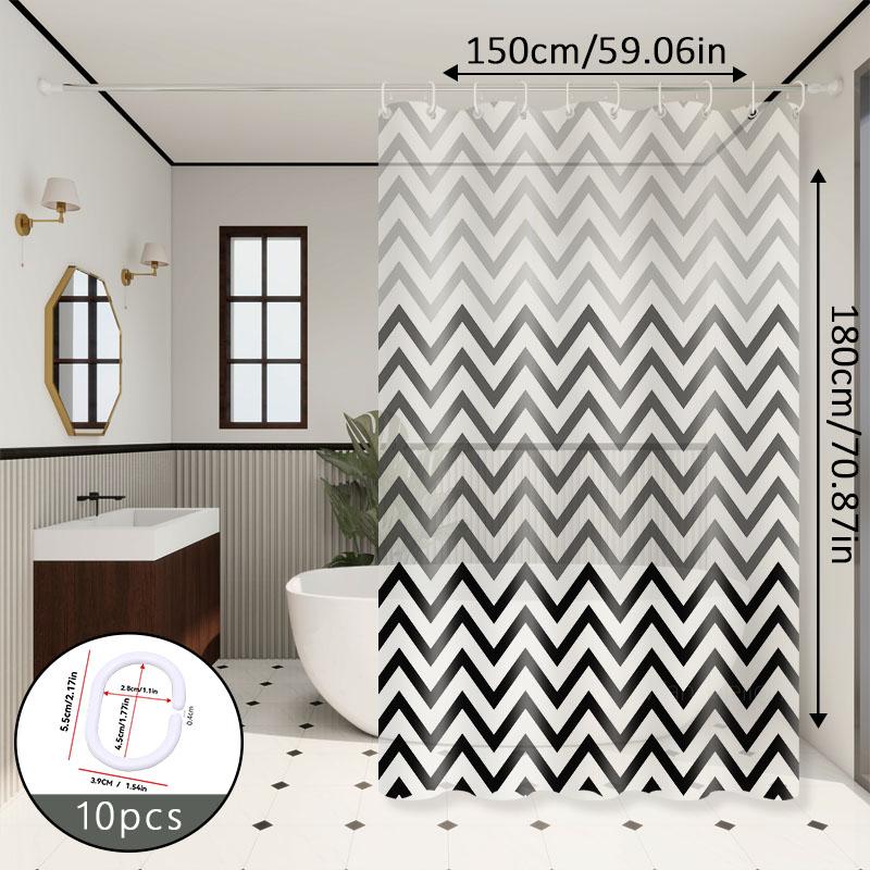 Simple Black And White Wave Pattern Bathroom Partition Curtain Bathroom Shower Curtain