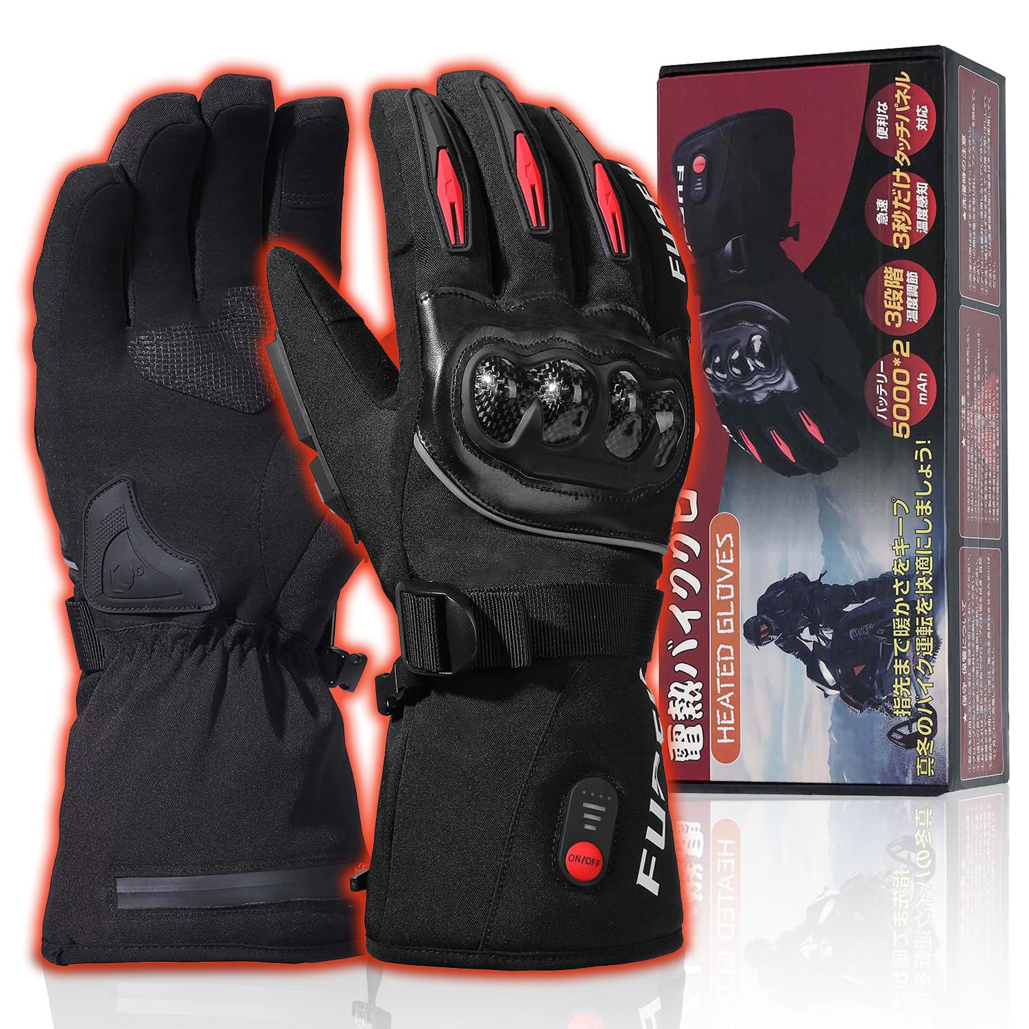 

Electric Heated Gloves for Motorcycles and Fast 3 Temperature 5000mAh x Touchscreen Up to 11 Hours of Continuous Made in Japan Carbon Fiber Battery чёрный