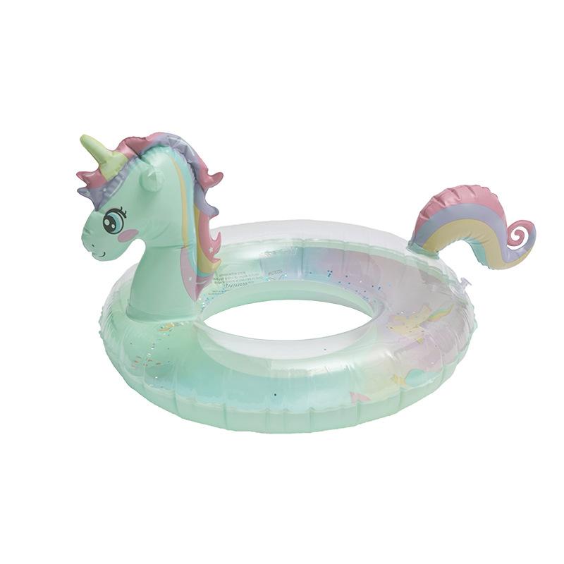 Summer Mermaid Inflatable Swimming Ring Thickened PVC Pool Float Mattress with Crown Floating Ring Seat Toys