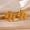 Vintage Flower Stainless Steel Stud Earrings For Women Gold Color Wedding Aesthetic Round Wedding Earring Trend  Jewelry