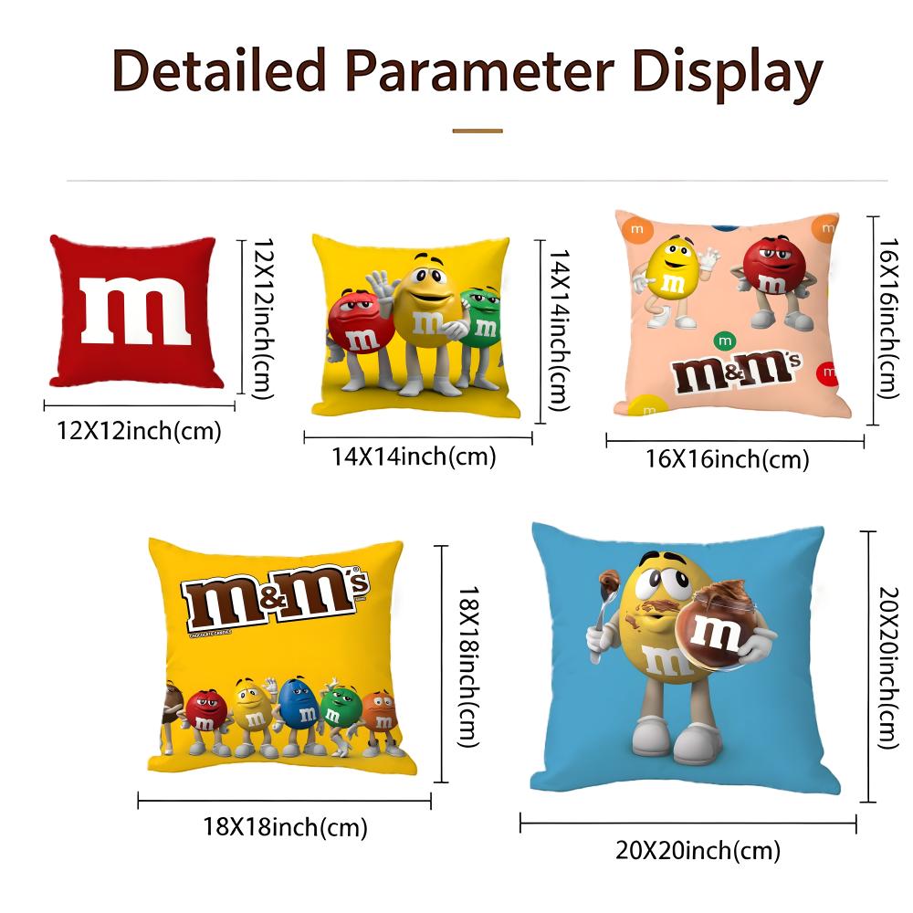 Food M&M'S Cushion Cover Cushion Cover Set 4Pcs 50X50 45X45 40X40 Pillowcase Decorative Sofa Home Decor