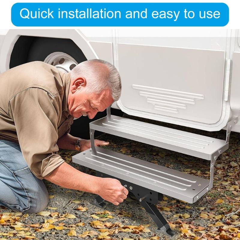 Foldable Step Stabilizer 2.8-11.3in Adjustable Step Stabilizer Support Stabilizer for Campers Trailer Easy Installation
