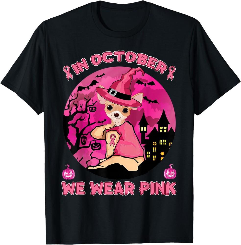 

В октябре мы носим розовую футболку с чихуахуа для Хэллоуина в знак поддержки борьбы с раком молочной железы 3XL