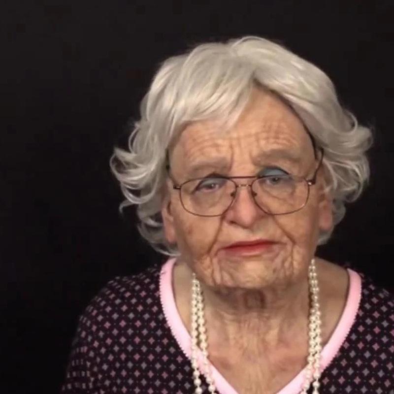 Mască de bătrân, cap de latex cu fața de bătrân și bătrână, perucă, costum de Halloween, accesoriu cap chel