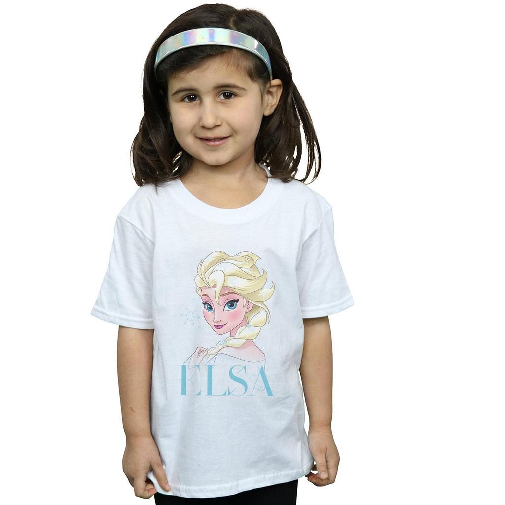 Disney Dívčí bavlněné tričko Frozen Elsa Snowflake Portrait