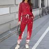 Sets For Women 2 Piece Round Neck Long Sleeve Shirts Printed Sweatpants Pocket Sets