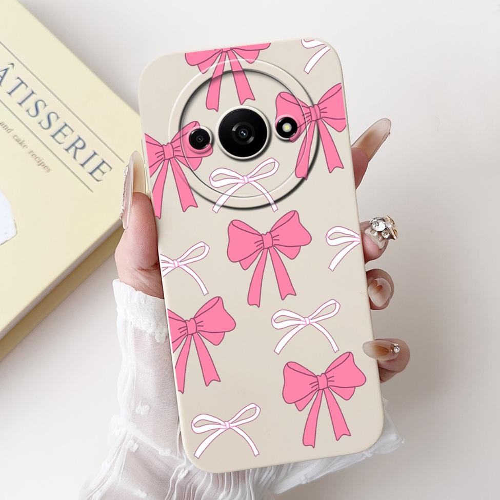 Für Redmi A3 Hülle Niedliche Cartoon Katze Ästhetisch Blumenmädchen Junge Stoßfeste Silikon-Rückabdeckung Für Xiaomi Redmi A3 Handyhülle Coque