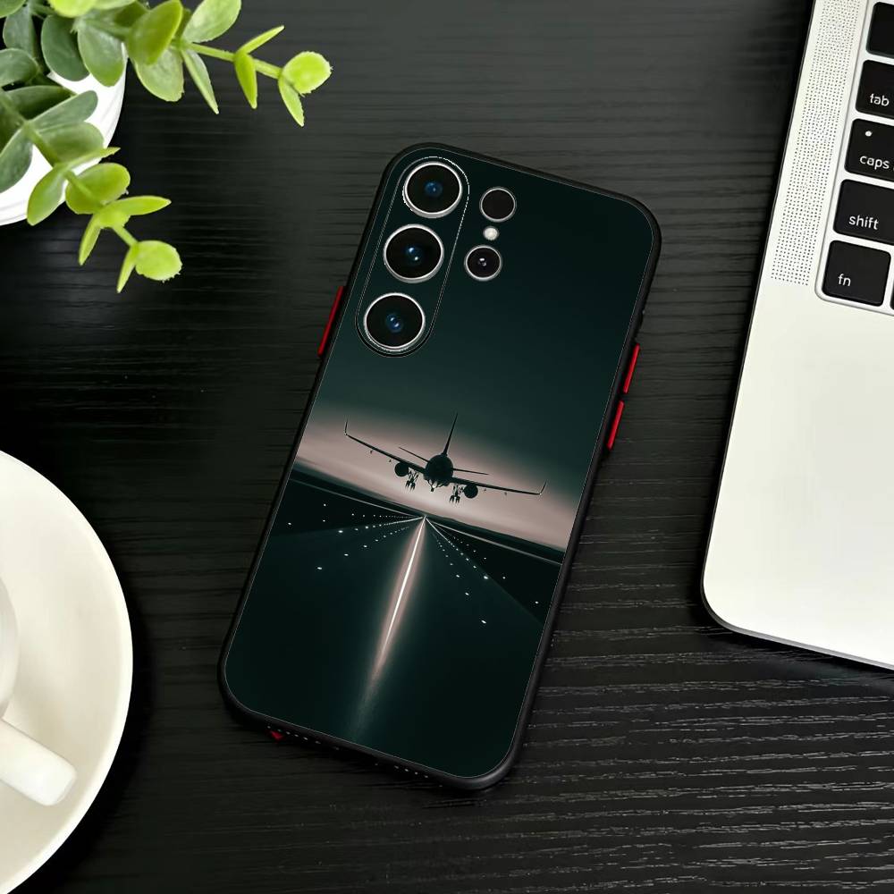 

Airplane Phone Case For Samsung S26,S25,S24,S23,S22,S21,S20,Ultra,Plus,FE Black Soft Cover Samsung S21fe