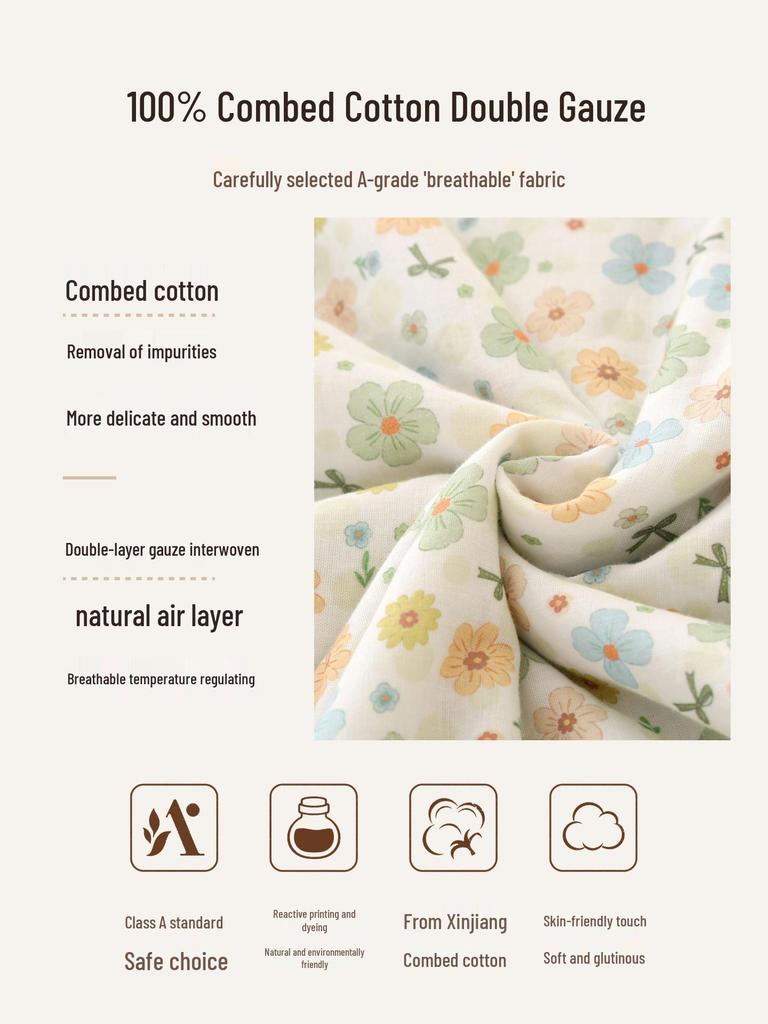Summer Cotton Double Layer Gauze Shoulder Protector Sleeping Bag, Plus Size for Adults, Lightweight for Indoor/Outdoor Use