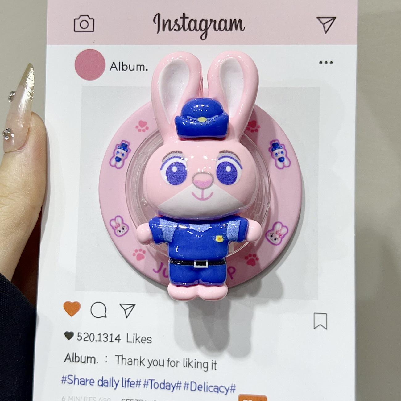 Pink Judy Cartoon Resin MagSafe Magnetic Folding Phone Holder with Strong Airbag Design