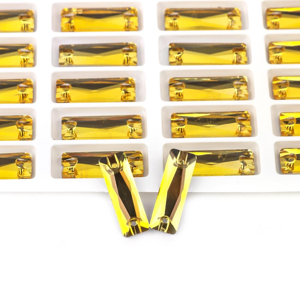 

Weichen Glass сшитое вручную сверло с плоским дном и двумя отверстиями длинное хрустальное плоское пряжка для платья своими руками свадебная одежда аксессуары 5 * 15Mm 36pcs/bag золотистый