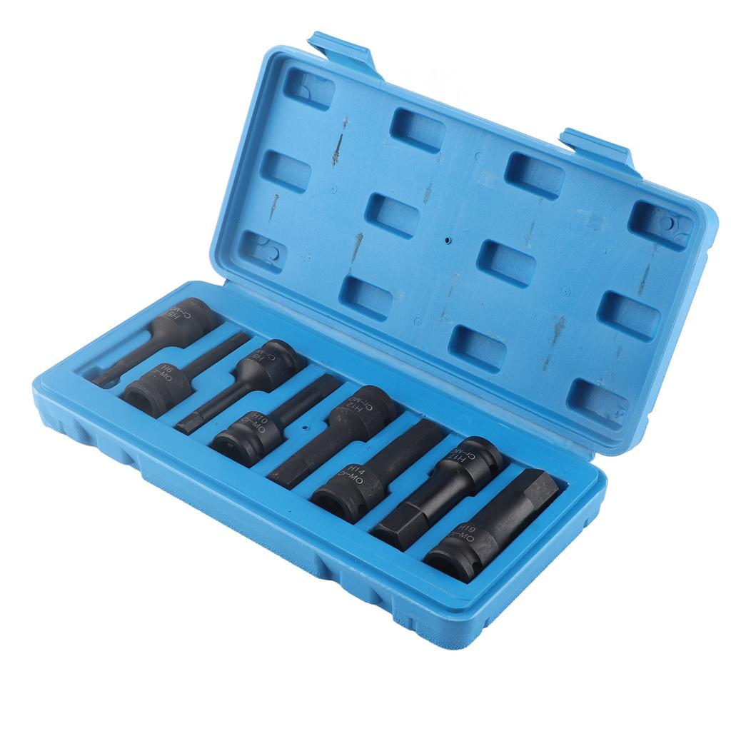 Set de 8 bucăți chei hexagonale Allen pneumatice cu antrenare de 1/2 inch, cu capete H5-H19