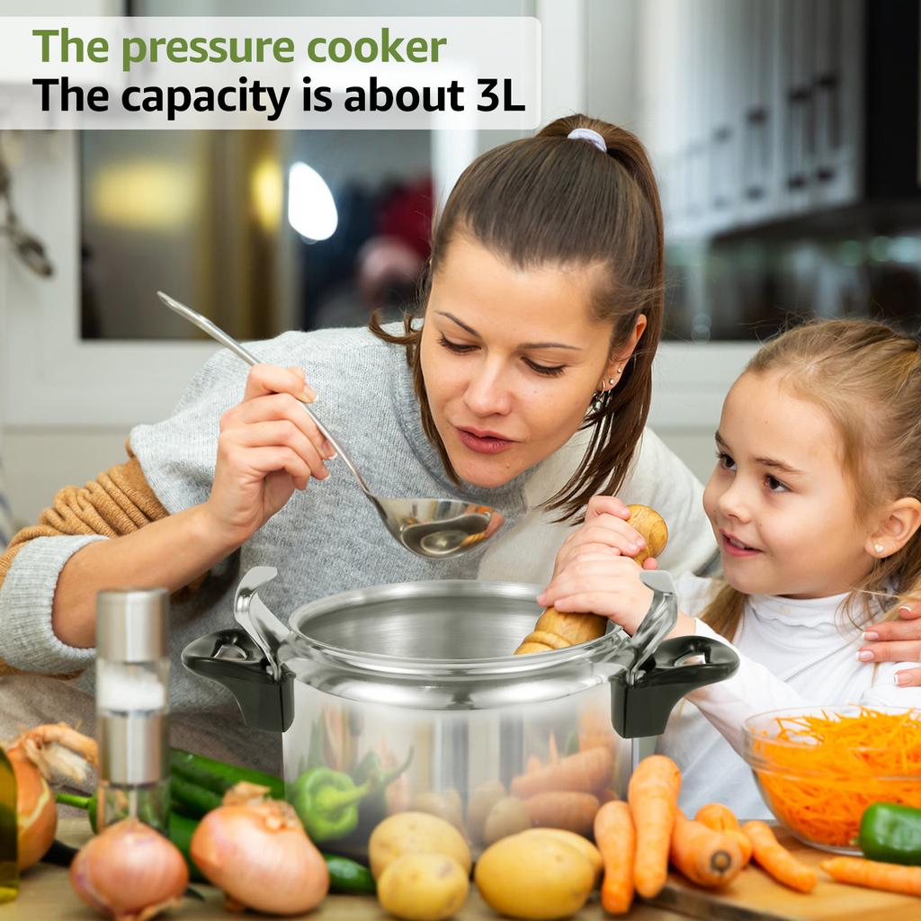 3-liter Pressure Cooker Aluminum Alloy Material with Safety Valve Anti Scald Handle for Safe Cooking Kitchen Cookware Accessory