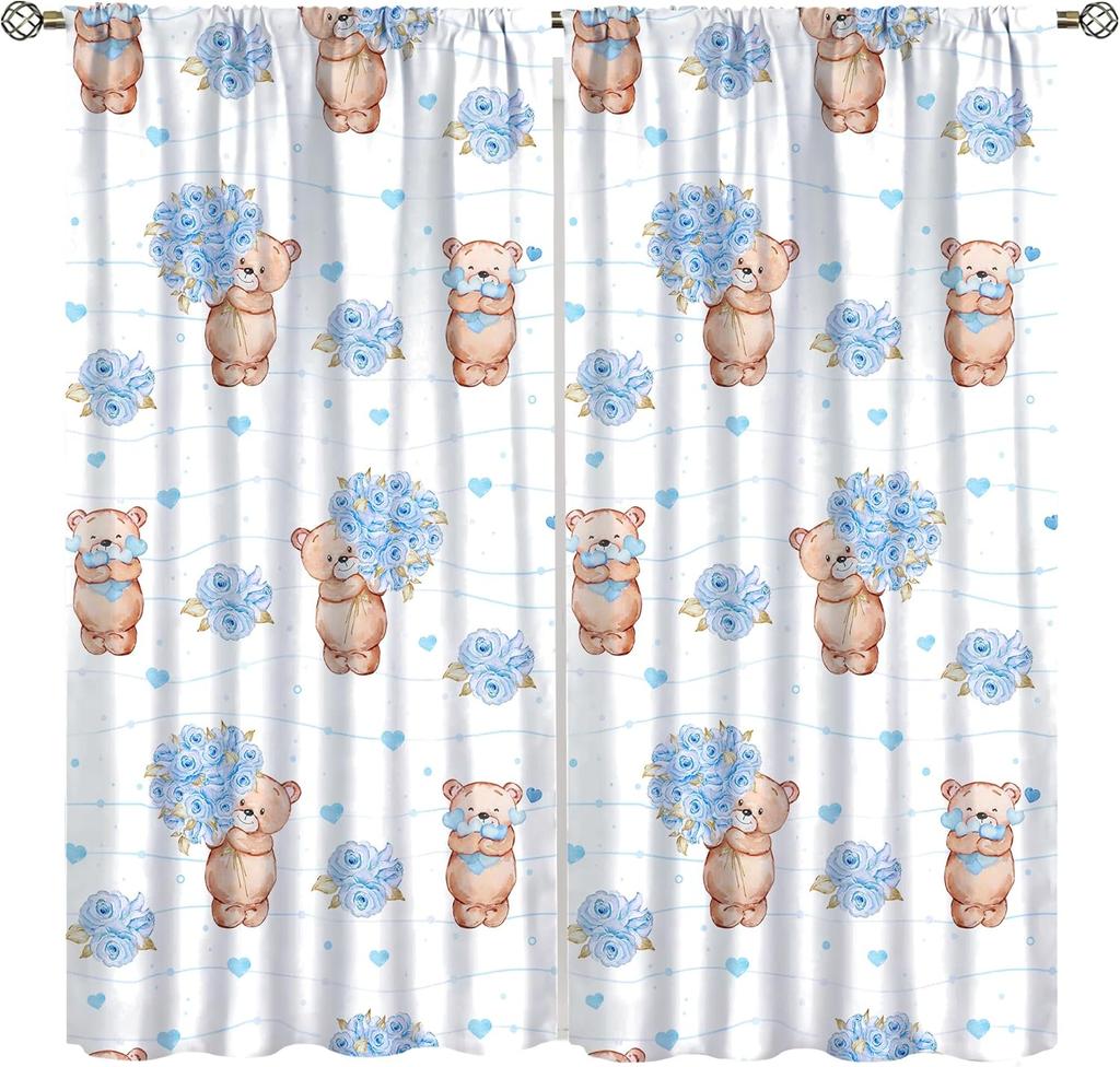 Tende con Animali Cartoni Animati Bambini Fauna Selvatica Fiori Tropicali Foglie di Palma Tende per Finestre per Bambini Bambine Stanza dei Bambini Aula