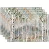1PC Set Natural Forest Wood Grain Oil Painting Table Runner, Linen, Rectangle, 30x45CM, Machine Washable, Woven, For H