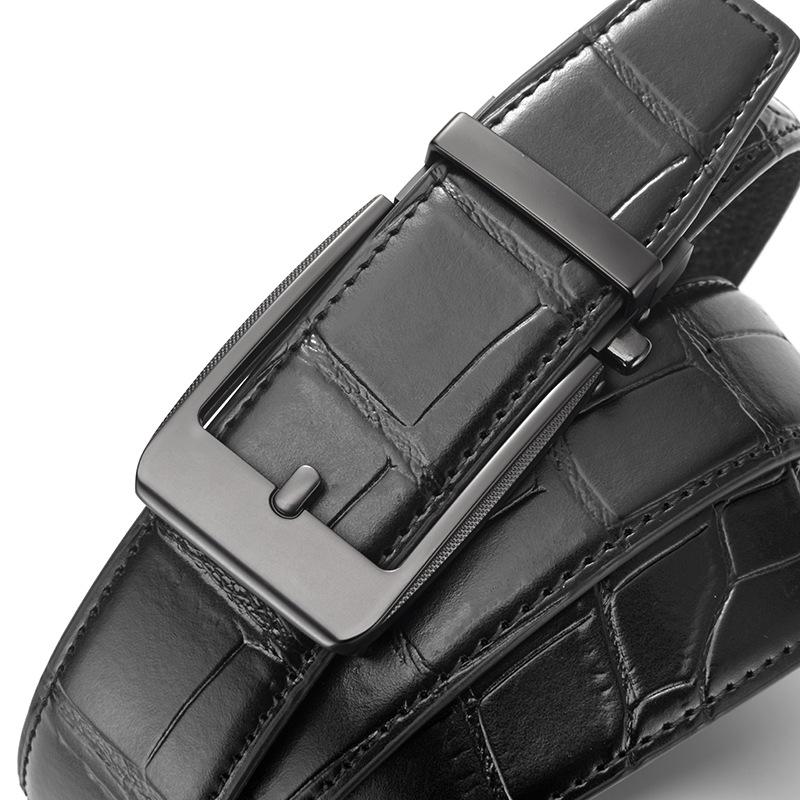 Men s High-Grade Crocodile Grain Leather Belt with Automatic Buckle - Fashion & Business Style 125 cm