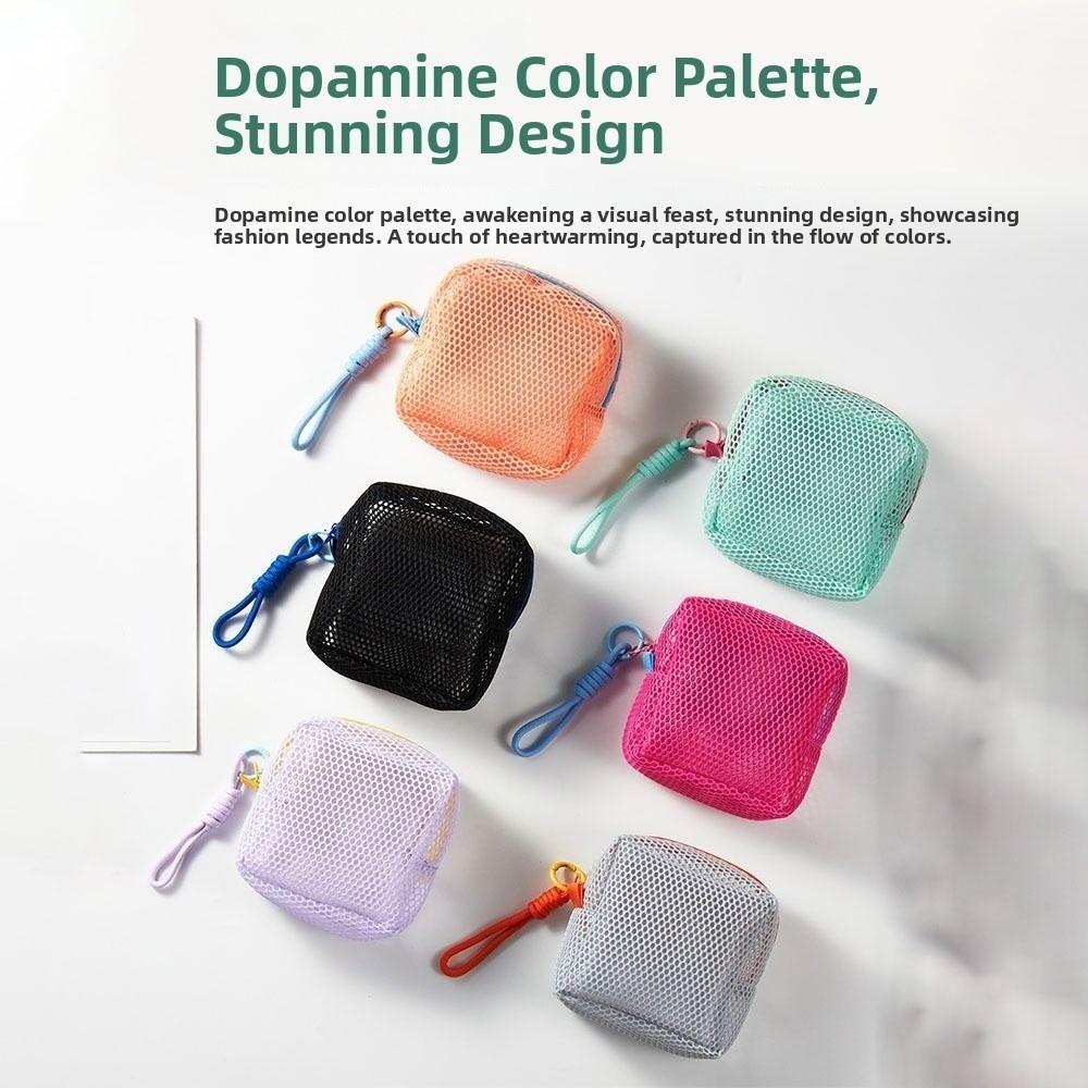 Fashion Dopamine Color Mesh Cosmetic Bag Large Capacity Portable Make Up Case Storage Bag