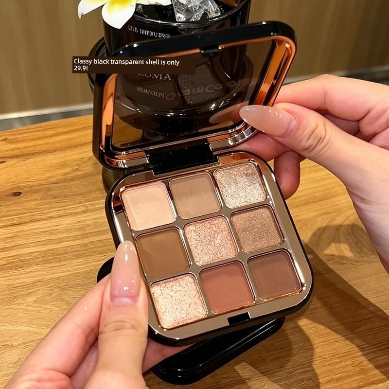 Magic Color Nine-Color Eyeshadow Palette Low Saturation Earth Tones Matte Pearlescent Smoky Colorful Domestic High-Shine Deep Brown