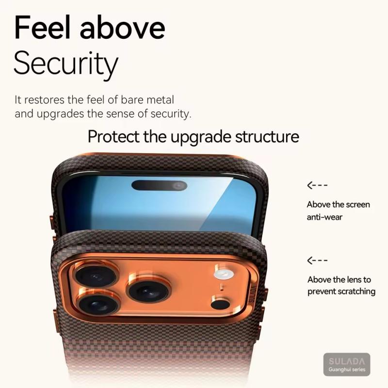 For Iphone 17 Pro Max 17 Pro 17 Magnetic Phone Case Carbon Fiber Pattern Magsafe Kevlar Pattern Shockproof Pc Hard Cover