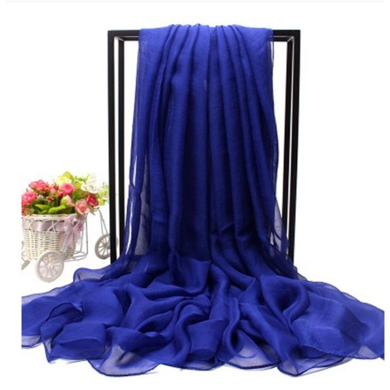 Extra Large Imitation Silk Scarf Solid Color Silk Scarf Seaside Beach Towel Long Spring and Autumn Women's Gauze Scarf Chiffon Scarf Women