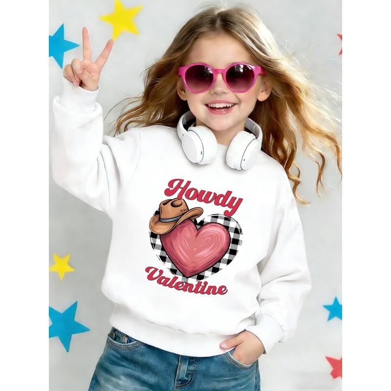 European sizes Cute Printed Pattern 0-3 Years Kids Spring Lightweight Crew Neck Sweatshirt, Design Highlight Features Heart and CowKid Hat Pattern 110 белый