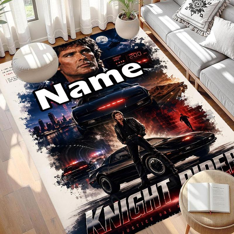 Custom Name Personalized Knight Rider Print Carpet, Versatile Home Decor Rug, for Playroom, Apartment, Balcony, Entryway, Hallway Gift