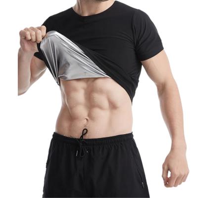 PLEAVIT Herren Kurzarm Saunaanzug, Schweißreduzierendes T-Shirt, Unterwäsche zum Laufen, Waschbar (L/XL, Silber)