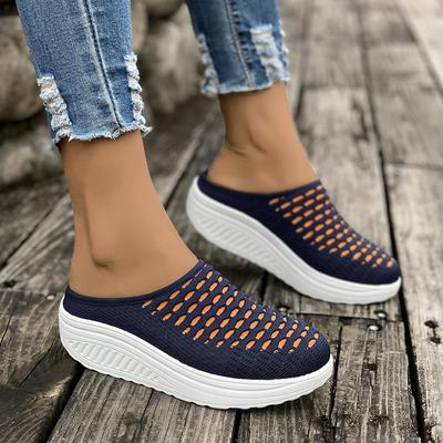 Half Drag Fly Woven Breathable Women's Shoes, Casual Sports Single Shoes, Ultra Light and Comfortable Flat Bottom Home Shoes