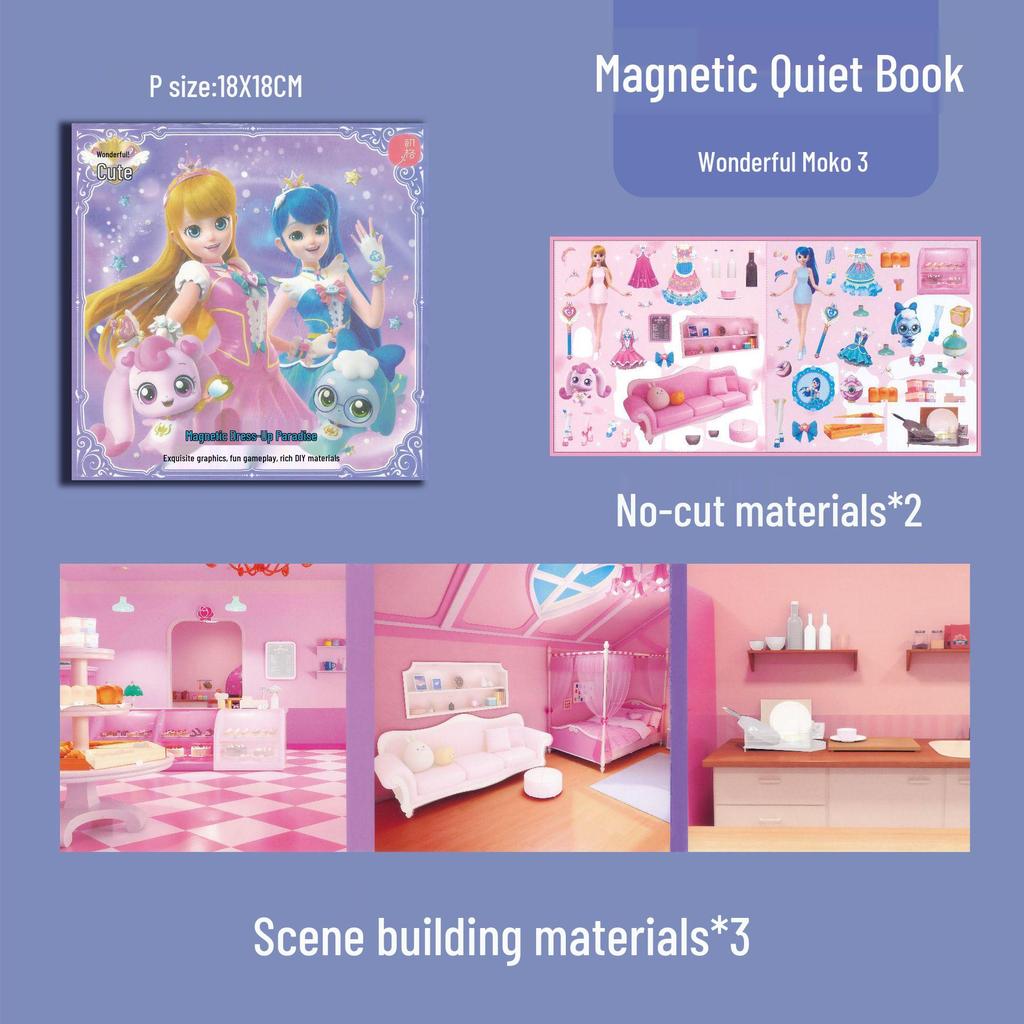 Neues Moko Magnetisches Quiet Book: Herz Prinzessin Aufkleber & Malspielzeug für Mädchen
