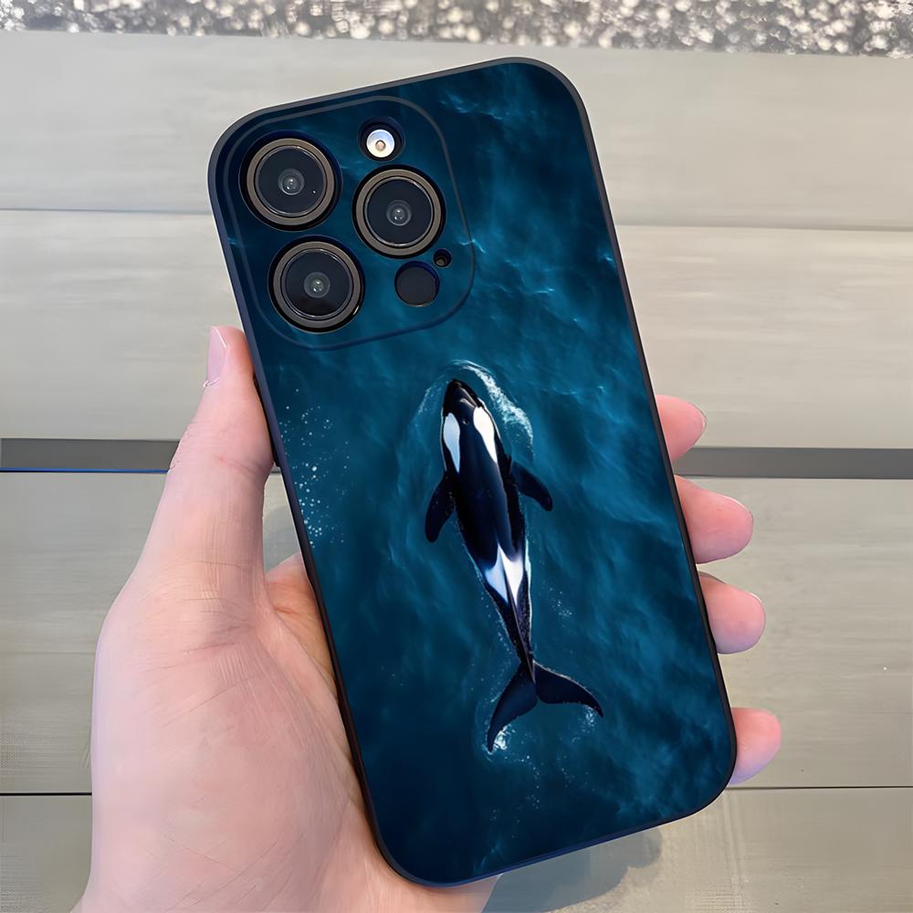 

Чехол для телефона O-Orcas W-Whale Для IPhone 17 Air 16 E Pro Max 15 14 13 Mini 12 Pro 11 Max Plus Черный Мягкий Корпус iPhone 15 Pro