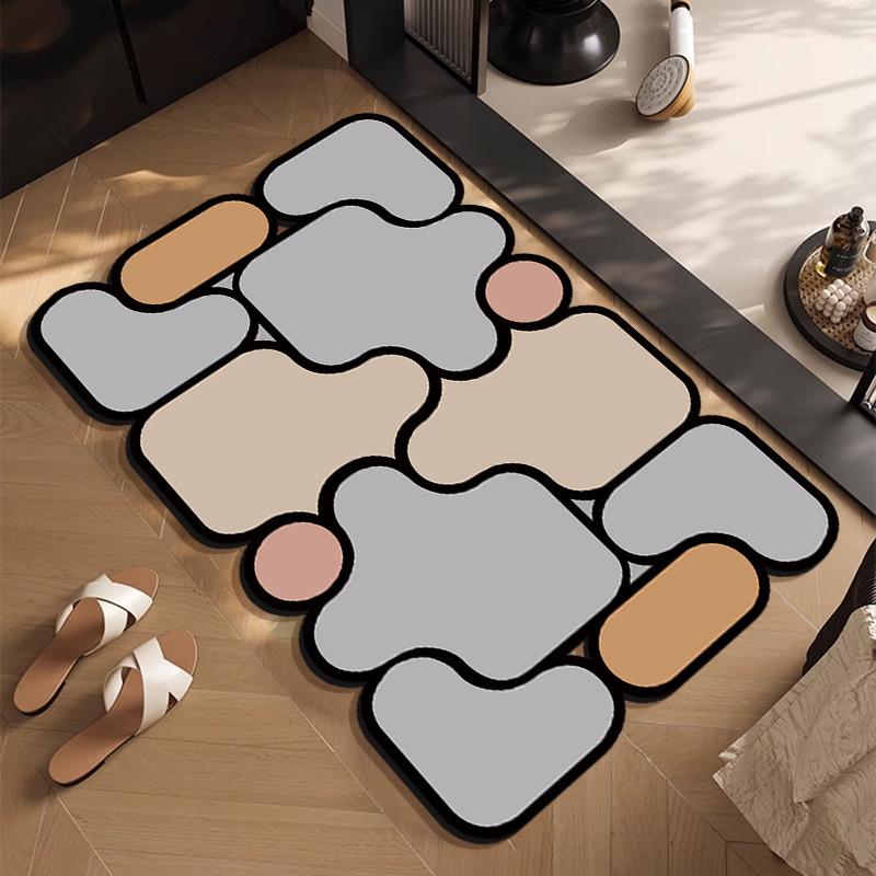Absorpčná podložka na kúpeľňovú podlahu z rozsievkovej zeminy - Minimalistická, odolná voči nečistotám, ľahko čistiteľná rohožka do predsiene.
