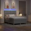 LED Boxspring Bed with Headboard Light Gray 140 X 190 Cm Fabric
