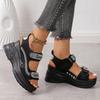 Grote Maat Dames Sandalen Zomer Ronde Neus Muffin Dikke Zool Strass