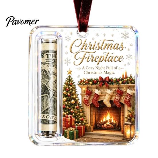 Gift Card Holder for Christmas Tree Cash Ornament, Clear Acrylic Money Holder, Holiday Xmas Hanging Decoration, Funny Ways to Christmas, Birthday
