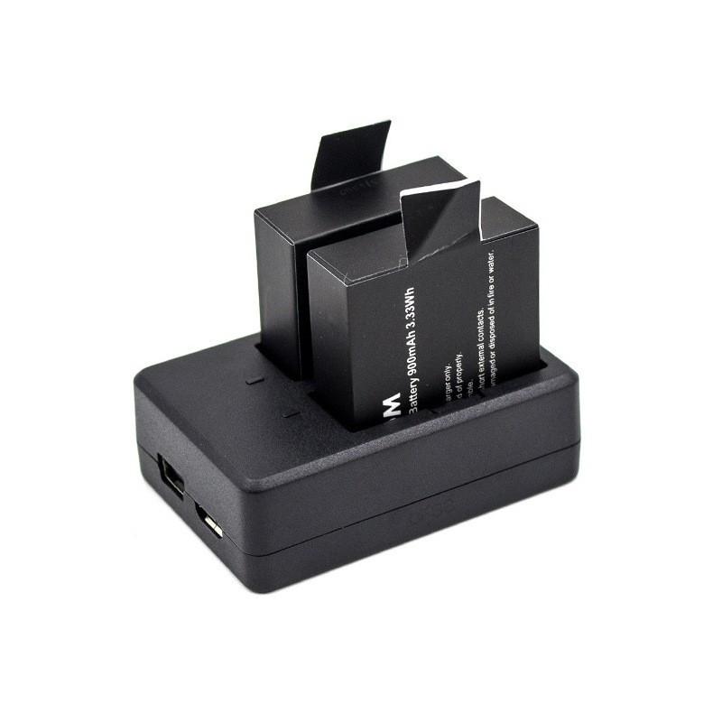 Dual Charger for SJ4000/SJ7000 Sports Cameras with Two Batteries and Charging Cable In White Box