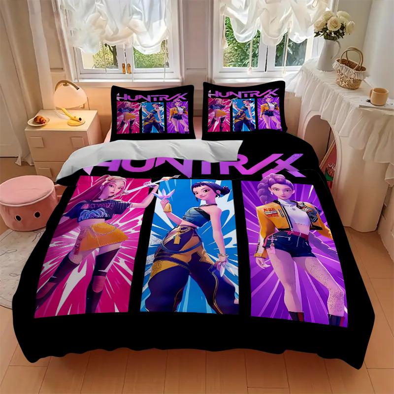 3Pcs Huntrx Future Fashion Icons Bedding Set Soft Fabric Duvet Cover Pillowcases Home Christmas Xmas Halloween Gift 1 Duvet Cover 2 Pillowcase El115