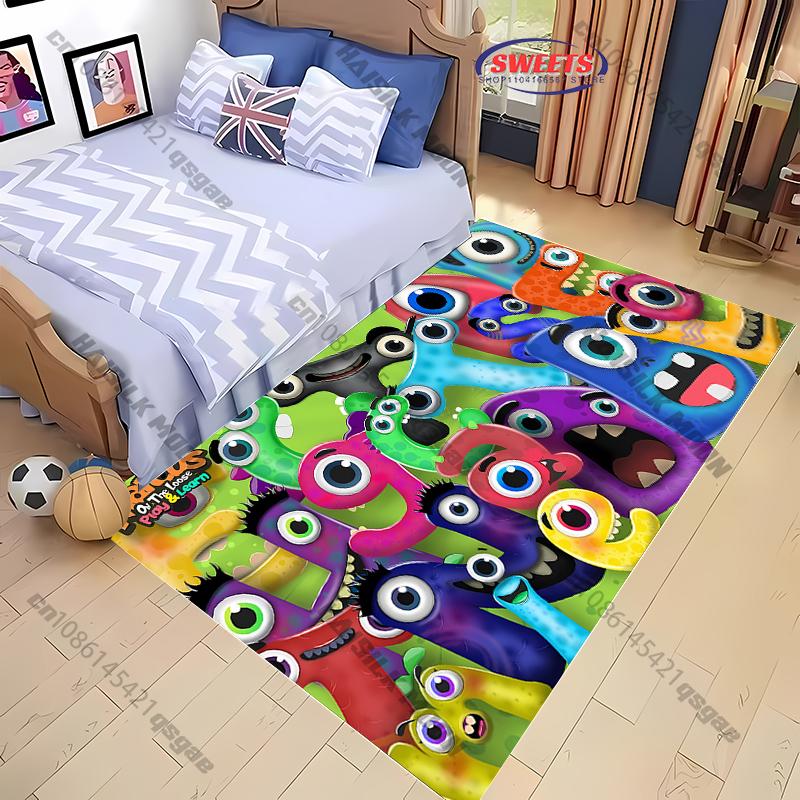 1PC Funny Monster Printed Alphabet Carpet Rugs for Living Room Bedroom Children's Room Decor Mat, Kids' Play Non-slip Mats Gifts