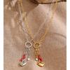Eetit New Style Natural Pearl Zirconia Heart Chili Drop Chain Charm Necklace Stainless Steel Fashion Waterproof Pendant Jewelry
