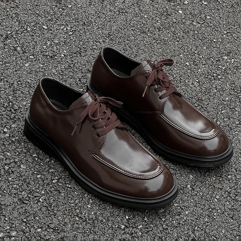 

2025 Мужская Мода Деловые Свадебные Туфли для Вождения Черные на Толстой Подошве Дерби Модные Британские Высокие Мужские Туфли 46 коричневый