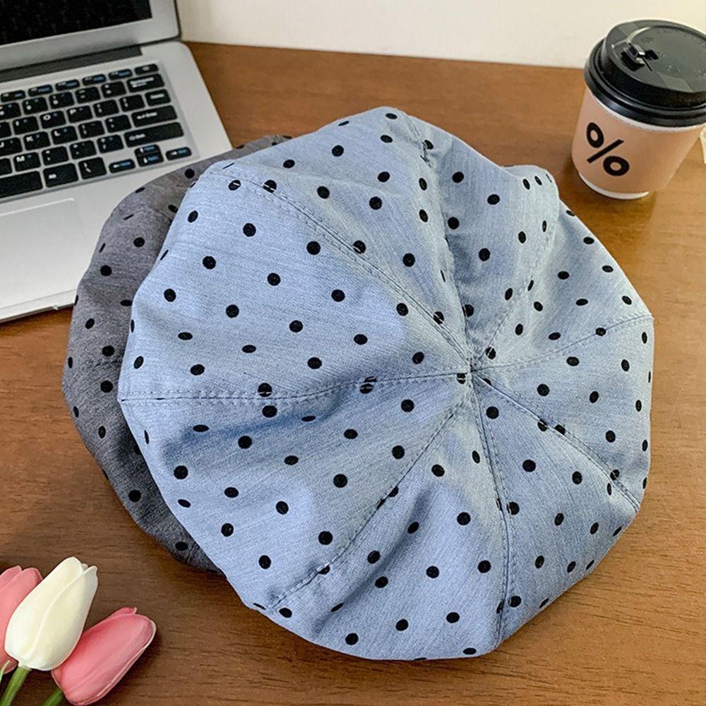 Versatile Painter Berets Korean Beanie Cap Vintage Polka Dot Berets  Female