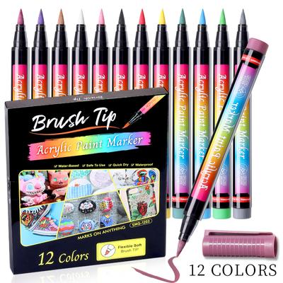 12 Stuks Graffiti Pen Kleurrijke Waterdichte Tekening Schilderen Markeerstift DIY Keramische Plastic Zachte Kop Acryl Markers