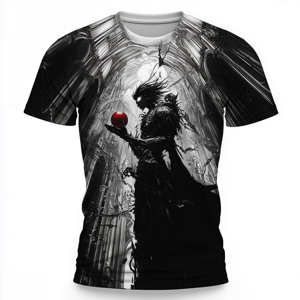 Devil Apple Gothic Cool T-shirt Comic Illustration Fashion Short-sleeved O Neck Tops Oversized Boys And Girls 3D Printed T Shirt
