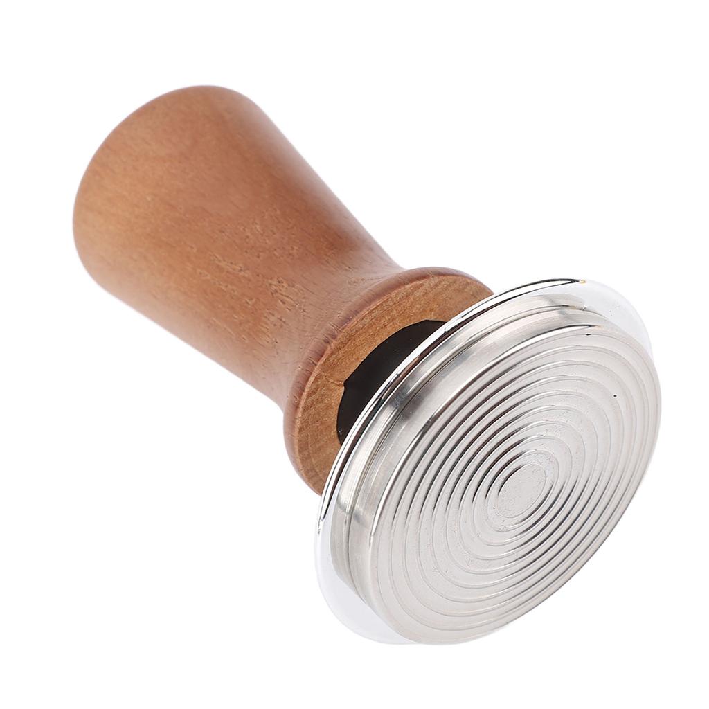Coffee Tamper Solid Wood Handle Stainless Steel Flat Bottom Constant Force Coffee Press for Home