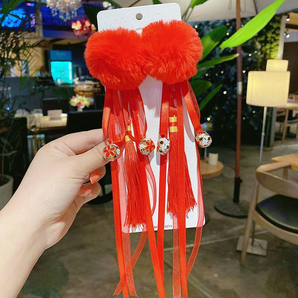 Ball Red Butterfly Children Barrettes Duckbill Clips Chinese Hanfu Hair Clips Festival Hairpins
