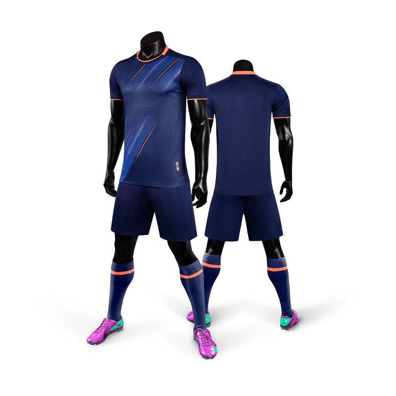 Short-sleeved Football Jersey Set Men's Adult Children's Students Same Football Training Jersey Jacquard Cloth Competition Jersey