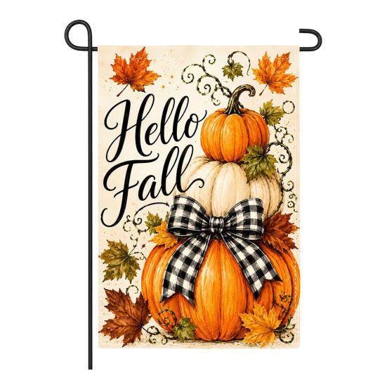 Durable Ornaments for Office Stacked Pumpkin Garden Flag, Burlap Look Fall Outdoor Decor, Festive Party Supplies Home Double Sided Holiday Yard