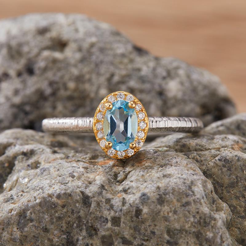 Inele cu Topaz, Tanzanit, Granat, Safir de Culoare Naturală S925 Argint Sterling Inel pentru Deget Arătător Cercei Bijuterii