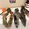 New Chiffon Tie Dye Print Long Hair Ribbon Scrunchies Elastic Hair Bands Women Girls Bow Ponytail Holder Hair Ties Accessories